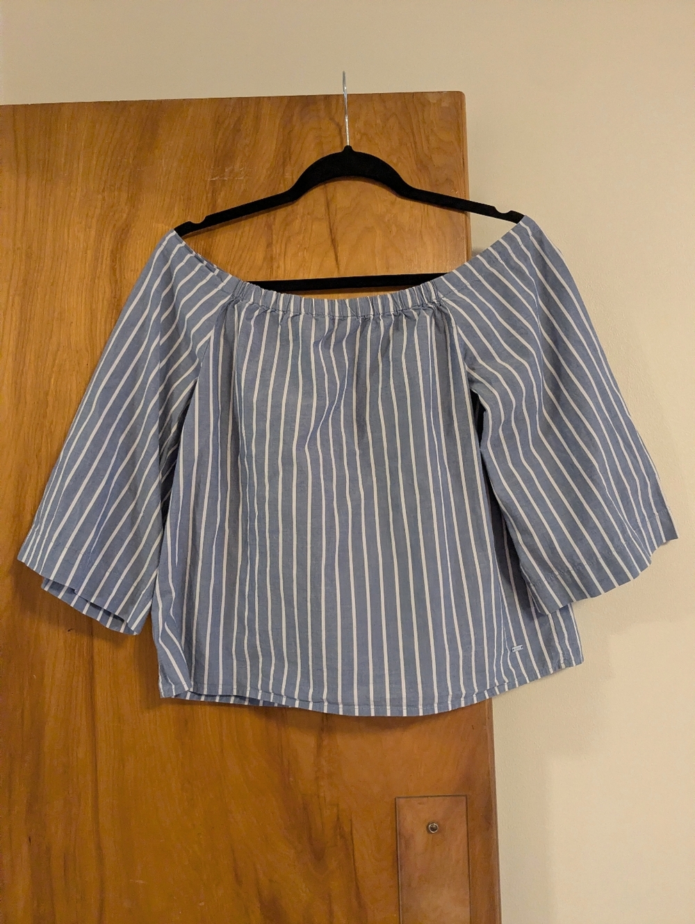 Tommy Hilfiger Striped Off-Shoulder Blue Women’s Top
